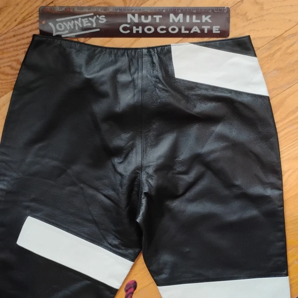 🔥 BLACK LEATHER Designer Illig PANTS Zip Front Sz SMALL Deadstock  GOTHIC